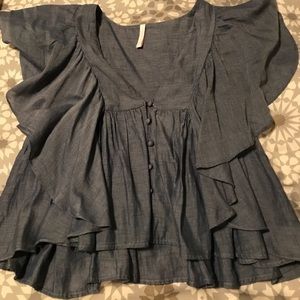 Zara Denim Babydoll Top